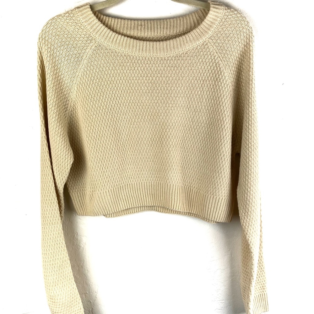 Crop Pullover Size M Acrylic Street Style Blogger Creme Knit Comfort Fashion